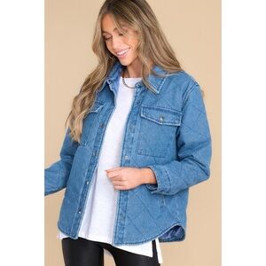 Red Dress Boutique | Quilted Medium Wash Denim Jacket Brand Denim